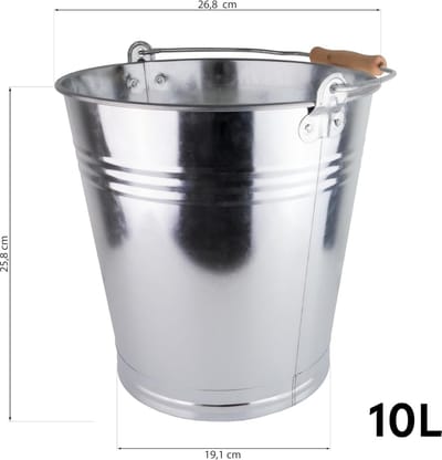 Sterke Zinken Emmer met Houten Handvat - Diverse Maten (7L tot 15L) voor Tuin en Klussen