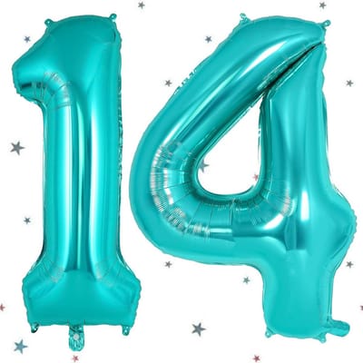 Grote Groene Folieballon Cijfer 14 voor Verjaardag