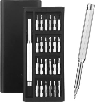 24-in-1 Schroevendraaierset - Magnetische mini Reparatieset - Fijnmechanica gereedschap - Bitset - Gereedschapset- Schroevendraaiers - Precisieschroevendraaier - Reparatiekit - Voor iPhone, iPad, laptop, horloges, brillen - Zwart