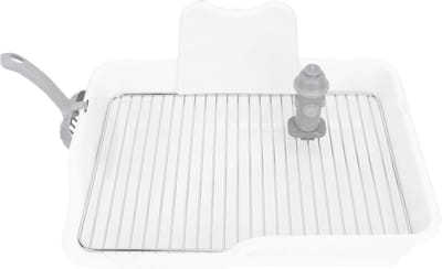 Hondentoilet Kunststof - Dierentoilet Binnen - Zindelijkheidstraining Huis - Verhoogde Gaasbak - 49 X 335 Cm - Wit