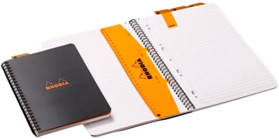 Rhodia Notebook - Spiraalblok - met Bladwijzers - A4+ - Gelinieerd - 90g - Zwart - 80 vel