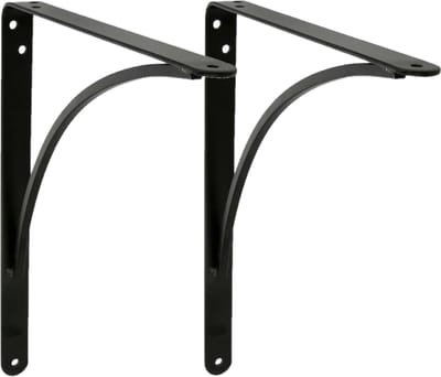 AMIG Plankdrager/planksteun van metaal - 2x - gelakt zwart - H150 x B125 mm - boekenplank steunen - tot 105 kg