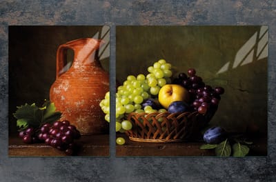 TMK ArtDeko - Snijplank en Kookplaatbescherming - Gehard Glas - 100x52cm - Winogronenmotief