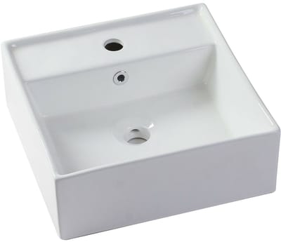 Vente-unique Hangend badkamermeubel, wit, met enkele wastafel en twee lades - 94 cm - TEANA II