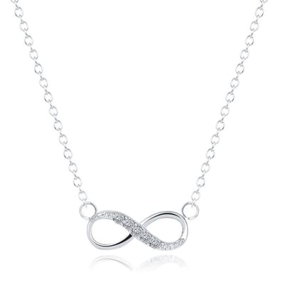 Hippe dames ketting Infinity Zircon Zilverkleurig