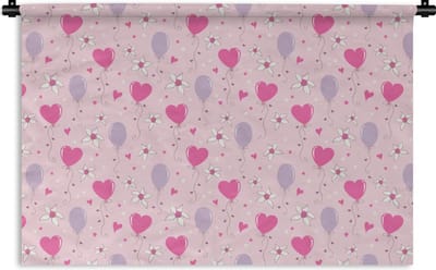 Wandkleed - Wanddoek - Ballon - Patronen - Roze - 180x120 cm - Wandtapijt
