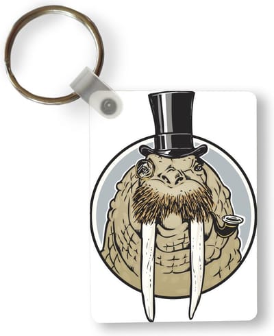Sleutelhanger - Een illustratie van een walrus met een hoge hoed - Uitdeelcadeautjes - Plastic