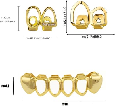 Hiphop Tanden Grills - Mond Decoratie - Feest Accessoire - Met Siliconen Strips - 4 + 6 Tanden - Goud