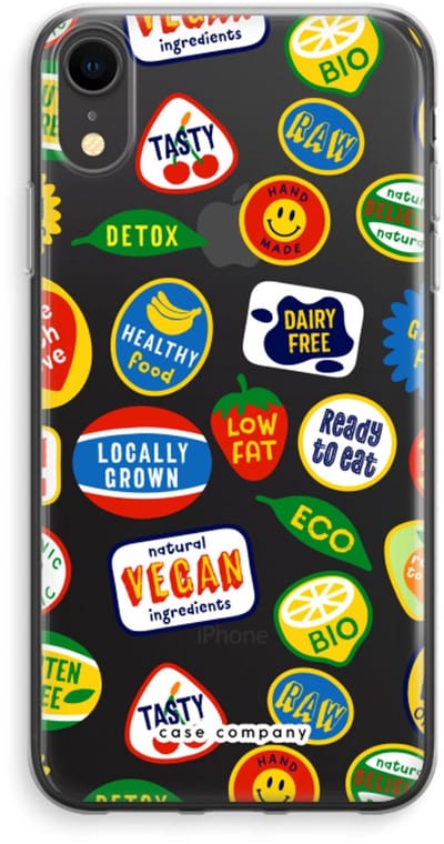 Case Company® - Hoesje geschikt voor iPhone XR hoesje - Fruitsticker - Soft Cover Telefoonhoesje - Bescherming aan alle Kanten en Schermrand