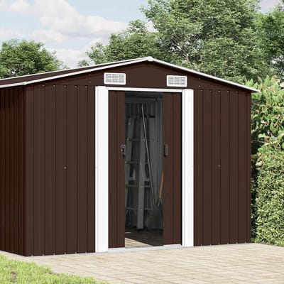 vidaXL - Tuinschuur - 257x392x181 - cm - metaal - bruin
