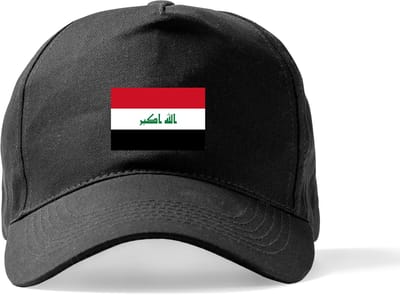 Zwarte Pet Beechfield met Wereldvlaggen, land Irak klittenbandsluiting