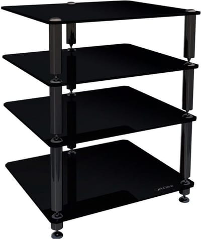 HiFi-rek - Muziekmeubel - Geluidsapparatuur Plaatsen - Trillingsdempend Ontwerp - 71 cm Hoog - Zwart Glanzend