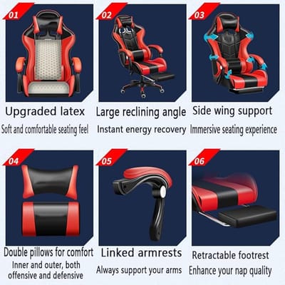 Ergonomische Bureaustoel 64x112 cm – Luxe Chefsessel van Kunstleer met Verstelbare Hoogte, 360° Draaibaar, Kantelbare Rugleuning & Tot 180 kg Belastbaar – Home Office & Gaming Stoel