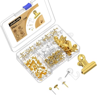 Gouden Pushpinnen Set - Kunststof en Roestvrijstaal - Voor Kurkbord en Prikbord - Set van 200 Stuks - Voor Thuis en Kantoor