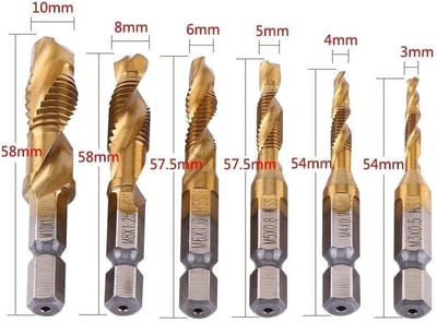 Dailygoods - Boor en Taps - Tap Set - 6 Stuks - M3 tot M10 - Hoge Kwaliteit - Geschikt voor Metaal - Metrische Draad