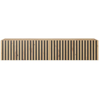 Selsey Telire - RTV kast 138,6 cm - Eiken artisan met lamellenfront en zwarte inzetstukken