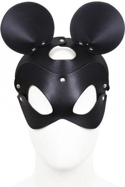 Kiotos - Mouse - Fetish Masker met Oortjes - PU Leer - Zwart