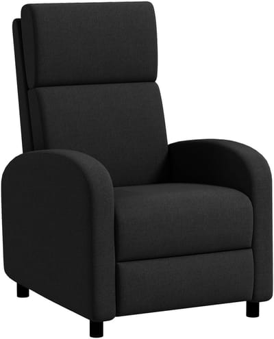 Relaxstoel, ligstoel, woonkamer, relaxstoel met rugleuning tot 160 graden handmatig verstelbaar, geïntegreerde voetensteun, voor woonkamer, slaapkamer, kantoor, thuisbioscoop,zwart