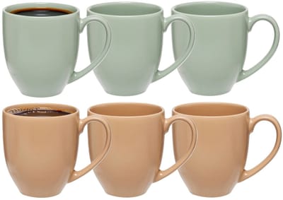 5Five Koffiemokken Venice - 6x stuks - Keramiek - in 2 kleuren - 480 ml - 9 x 11 cm - Bekers