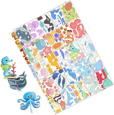 3D Puzzelset Dieren - Bouwpuzzel Schuim - Fijne Motoriek Trainen - Zonder Lijm Monteerbaar - 65 x 58 cm - Oceaan