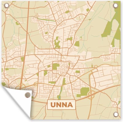 Tuin poster Unna - Vintage - Kaart - Stadskaart - Plattegrond - 200x200 cm - Tuindoek