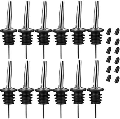 Dailygoods- Schenktuit 12 Stuks - Roestvrij Staal - Sluiting - Olijfolie - Sterke Drank - Geschikt voor Flesopeningen 3/4 Inch - Oliedispenser