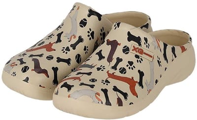XQ dames tuinklomp - clog garden - beige - teckel/honden print - maat 38