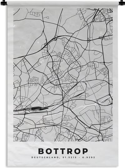 Wandkleed - Wanddoek - Duitsland - Plattegrond - Kaart - Bottrop - Stadskaart - 120x180 cm - Wandtapijt