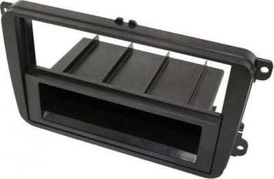 2-DIN inbouwframe met bakje VW/Skoda Zwart Rubber Touch