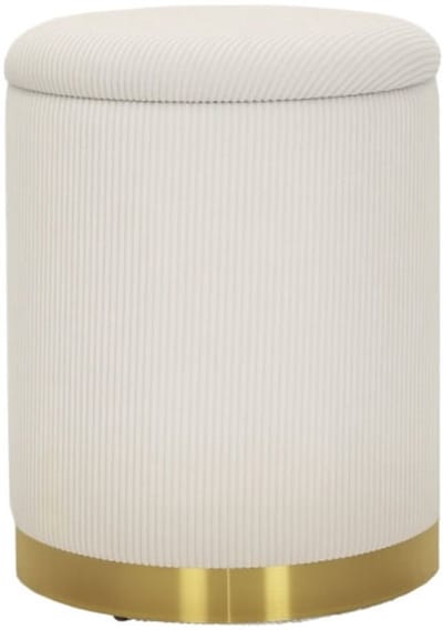 Voetenbank 36x36x44 cm Opberg Voetenbank Met Deksel Crème Wit Polyester Stalen Bodem Voetpads Kordlook Woonkamer Slaapkamer