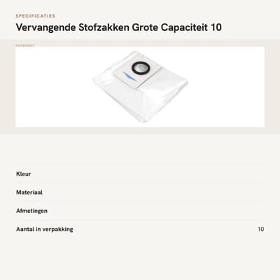 Dailygoods- Stofzak - 10 Stuks - Vervangingsstofzakken - Geschikt voor X1/T20 Omni - Grote Capaciteit - Lekvrij - Verbeterde Prestaties - Stofzuigerzak