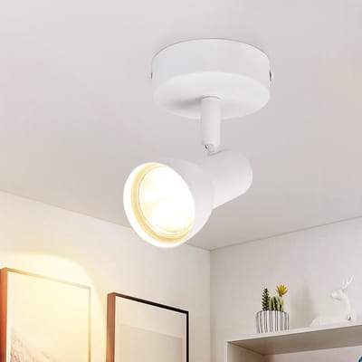 NETTLIFE Opbouwspot GU10 - 1-Lichts - wit - Metaal - met creatief ontwerp - 350° draaibar Wandspot - Moderne Plafondlamp - voor Slaapkamer | Keuken | Hal | Woonkamer - L 8cm-excl. lichtbron