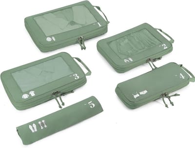 5 Delige Set Compressie Inpakzakken voor Koffer Organizer Tassen met Schoenentas