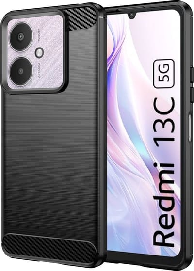 Hoesje geschikt voor Xiaomi Redmi 13C 5G - Techsuit Carbon Silicone Back Cover - Zwart