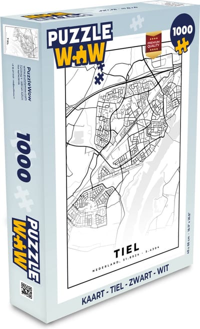 Puzzel Kaart - Tiel - Zwart - Wit - Legpuzzel - Puzzel 1000 stukjes volwassenen