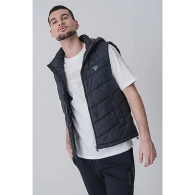 GUESS  Eco Light Puffa Vest Jet Black A996 Maat: S | Bodywarmers Outlet | Heren | Zwart