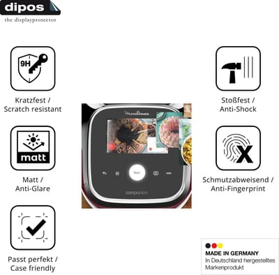 dipos – 2x Matte Pantserfolie geschikt voor Moulinex i-Companion Touch Pro | 9H Screenprotector