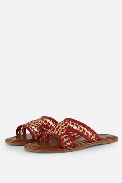 Cellini Raffia Slippers rood Textiel - Maat 40