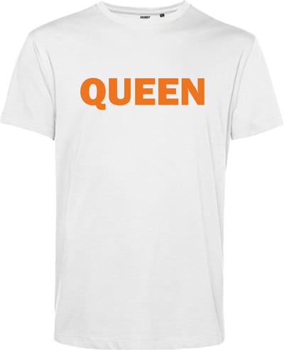 T-shirt Queen | Koningsdag kleding | Oranje Shirt | Wit | maat XS