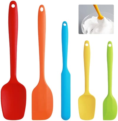 Dailygoods- Deegschraper Siliconen Set - 5 Delen - Hittebestendig - Keukengerei - Voedselveilig - Diverse Maten - Geluidsloos Gebruik - Spatelset