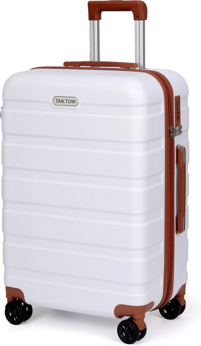 TAN.TOMI Koffer - 65L Reiskoffer met 4 wielen - Handbagage Ruimbagage - Cijferslot - Reiskoffer - Trolley Koffer met Wielen - Wit