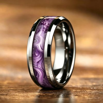 Mode 8mm Zwart Roestvrij Staal Pijl Ringen Voor Mannen Inleg Meteoriet Hawaïaanse Koa Hout Ringen Mannen Bruiloft Band Sieraden 13 black