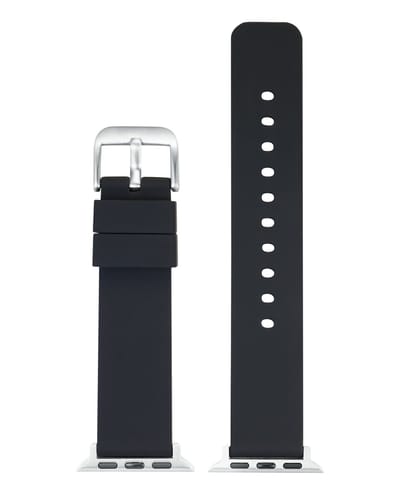 EULIT siliconen horlogeband geschikt voor Apple Watch 38/40/41 - Serie 1/2/3/4/5/6/7/8/9/10 + SE - silicon smart - 20 mm - zwart - edelmetaal gesp glanzend - incl. adapter