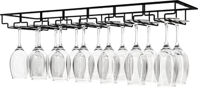 Nolad - Wijnrek - Wijnglazenhouder - 21 glazen - 70 x 22.5 x 6 cm - Metaal - Mat zwart