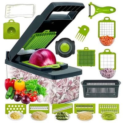 1 stuk - multifunctionele groentesnijder voor in de keuken - rasp - inclusief meerdere messen - voor raspen, schaven, snijden en hakken - met eigeelscheider en vingerbescherming - grijs