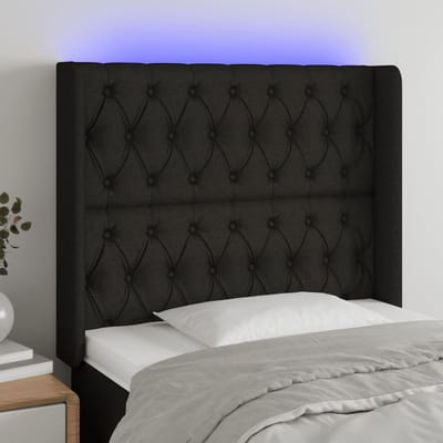 vidaXL - Hoofdbord - LED - 93x16x118/128 - cm - stof - zwart