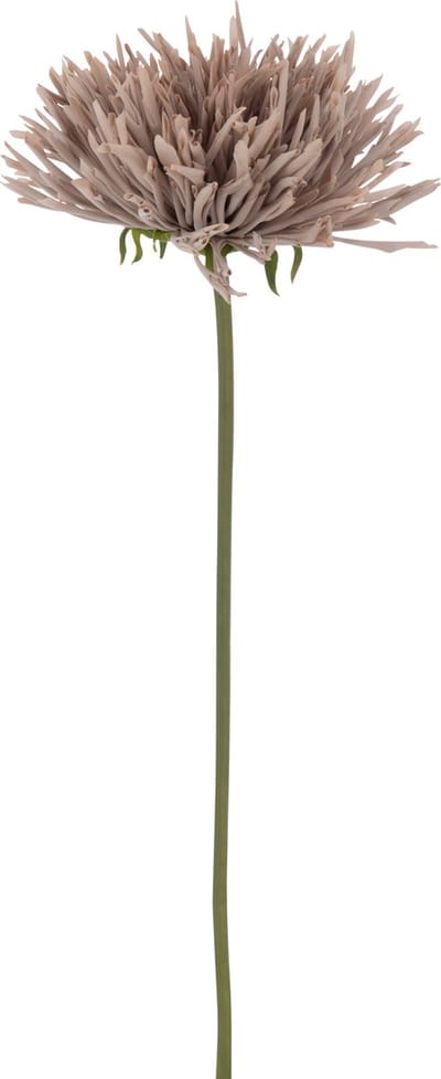 J-Line kunstbloem Chrysant - kunststof - grijs/roze - 12 stuks