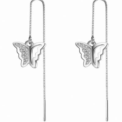 Lange oorbellen- Doorsteek- Vlinder- Zilverplated - Charme Bijoux
