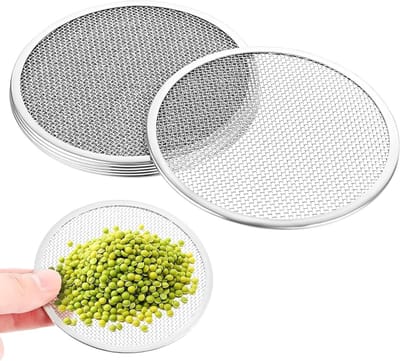 Set van 6 Glazen Kiemdeksels met RVS Zeef voor Weckpotten, Ideaal voor Kiemen van Bonen, Alfalfa en Broccoli Thuis Kweken