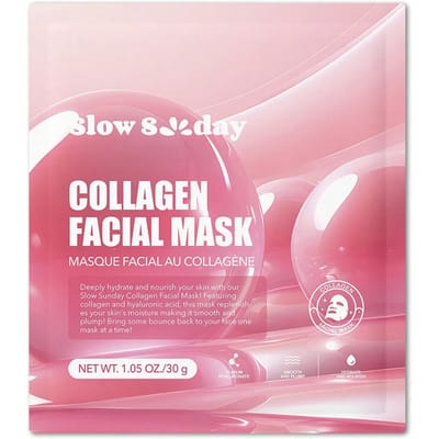 SlowSunday Collageen Gezichtsmasker, Hydraterend en Voedend, Kalmeert de Huid, Hydrogel Masker, K Beauty, Huidverzorging, Y2K, Ideaal voor Feestjes, Geschikt voor Zomer & Herfst, Terug naar School